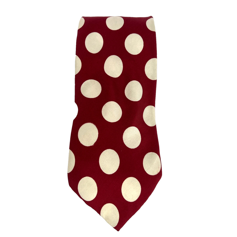 Robert Stock Men's NeckTie 100% Silk Red White Polka Dot Hand Sewn Made In U.S.A